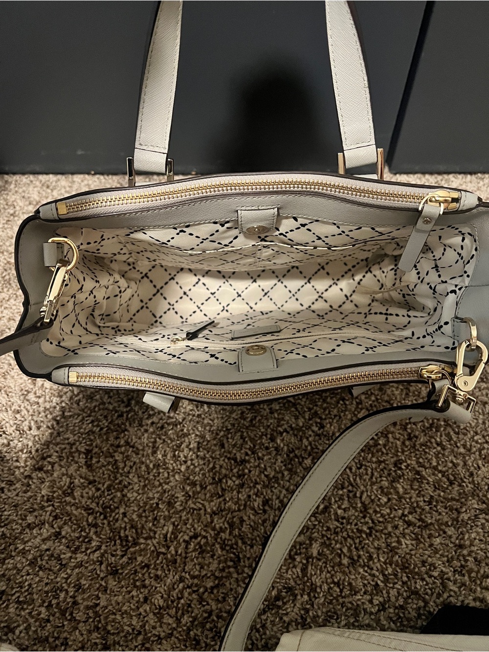 NWOT Kate Spade Saffiano Newbury Lane satchel/crossbody bag light gray - Picture 4 of 12